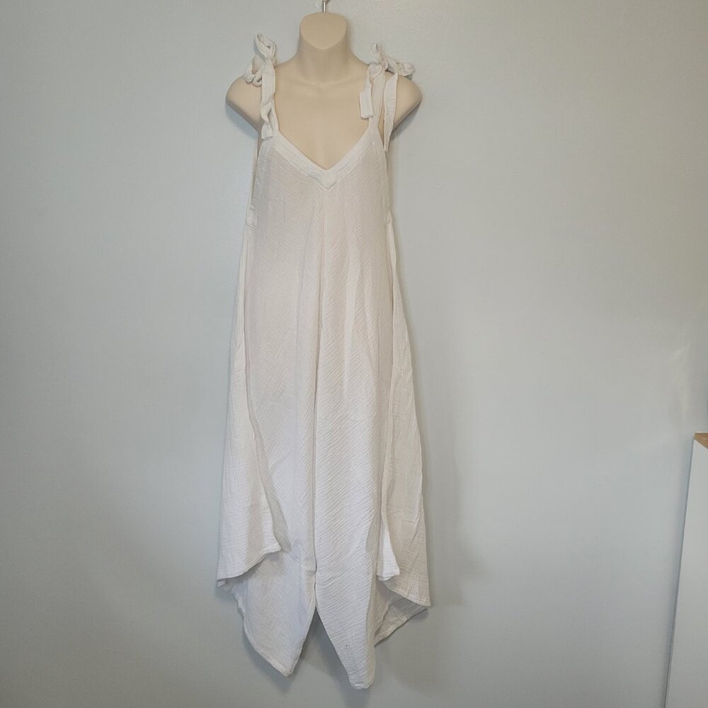 NWT Sand & Spirit White Wide Leg Beach Cover Up Romper Size M